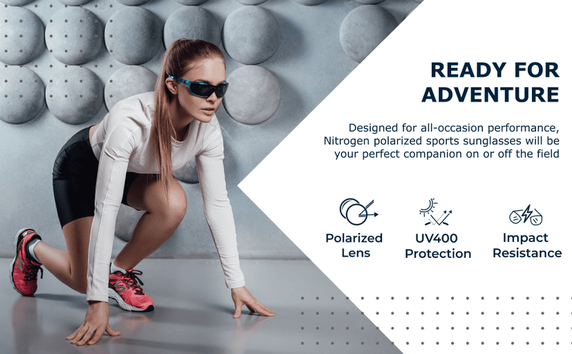 Nitrogen Polarized Wrap Around Sport Sunglasses for Men Women UV400 Protection Sun Glasses