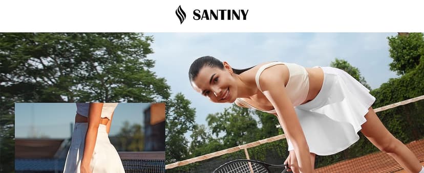 SANTINY Pleated Tennis Skirt for Women with 4 Pockets Women's High Waisted Athletic Golf Skorts Skirts for Running Casual
