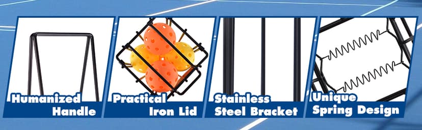 Portable Pickleball & Tennis Ball Collector - Pickleball Retriever Basket Carrier Gatherer Picker Hopper Container for Picking and Storage Training Tool for Ball