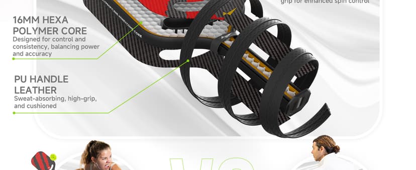 Warping Point Ascent Pickleball Paddles| Carbon Fiber Pickleball Racket with Aero Throat | Textured Grit Surface | Hexa Polymer Core | Designed for Swing Speed and Maneuverability
