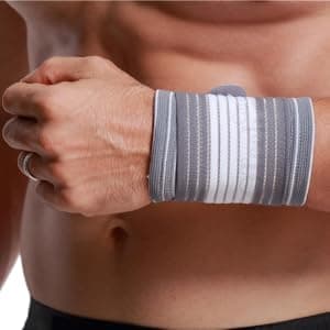 NeoTech Care Wrist Band - Adjustable Compression Strap - Elastic & Breathable Fabric - Support Sleeve for Tennis, Sports, Exercise - Men, Women, Right or Left (Gray Color, Size M, 1 Unit)