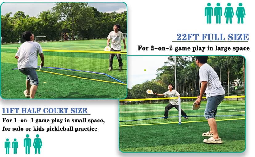 Zdgao Portable Pickleball Net for Driveway, 22 FT Regulation Size & 11 FT Half Court Size Pickle Ball Net with Pickleballs and Carry Bag, 2 in 1 Pickle Ball Net Set for Backyard