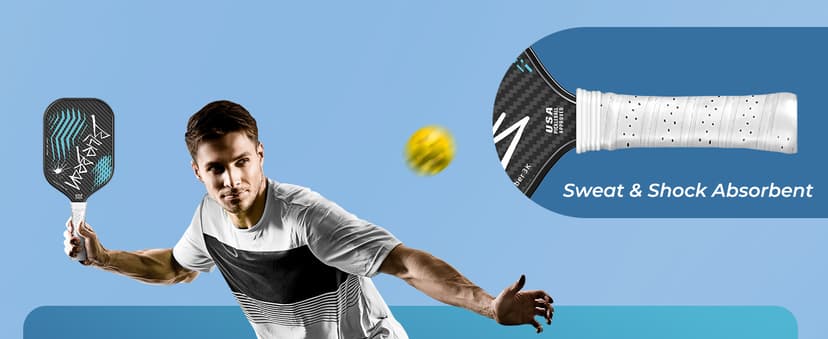 Pickleball Paddles,USA Pickleball Approved,Carbon Fiber Pickleball Paddle with 16MM Polymer Honeycomb Core Provides Lighter Weight&Higher Grit&Spin,Engineered for Professional Players,BlueBean