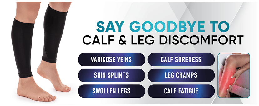 Calf Compression Sleeves for Men and Women - (1 Pair) Footless Compression Socks Support for Varicose Veins, Nursing, Pregnancy, Running - PhysFlex Leg Sleeve Brace for Shin Splints, Pain Relief and Reduces Swelling (Black, Medium)