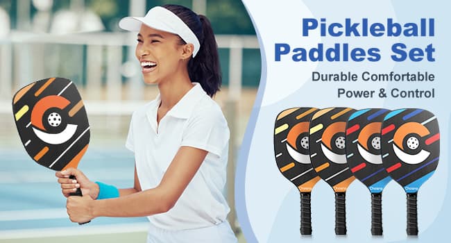 Pickleball Net Set, Portable Pickleball Set w/Wheels, 11ft & 22ft Regulation Size Pickel Ball Net, Set of 4 Balls and Paddles, Heavy Duty Frame for Backyard Driveway Outdoor