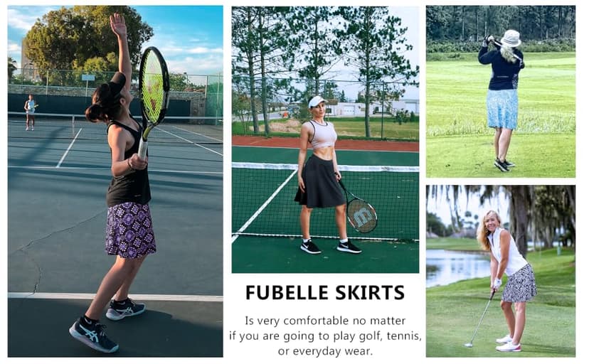 Fulbelle Golf Skorts Skirts for Women with 3 Pockets 20" Knee Length High Waisted Skorts