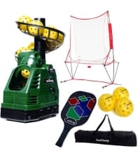 681PBH Pickleball Machine with Auto Swing, 3 Angles & 4 Speeds Adjustable, Portable Pickleball Launcher for Indoors & Outdoors Practice, Powered by Power Bank/Batteries/AC Power, for Beginners