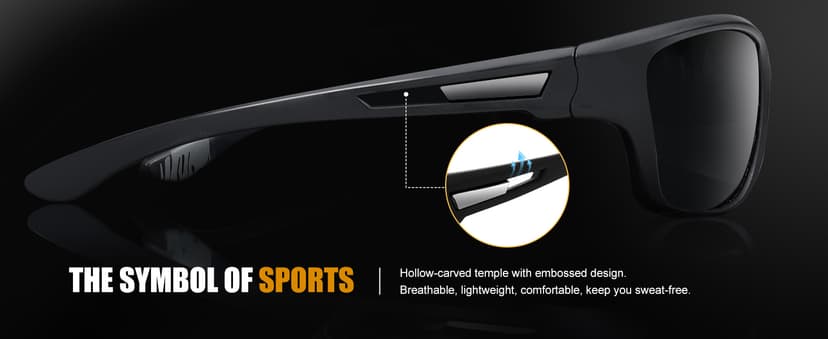 suoso Polarized Sports Sunglasses for Men: UV400 Protection Glasses Womens Wrap Around Goggles for Driving Fishing