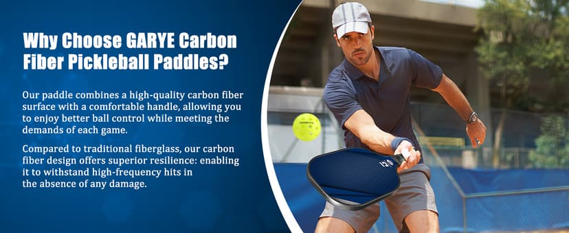 GARYE Pickleball Paddles Set of 4, Carbon Fiber Pickle Ball Paddle, USAPA Approved Lightweight Rackets 4 Pack for Adults and Teenagers, Includes 6 Balls, 1 Bag, and 4 Grip Tapes.