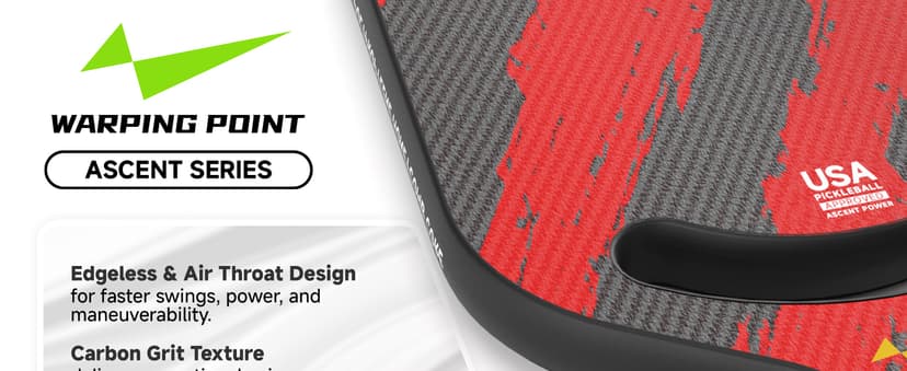 Warping Point Ascent Pickleball Paddles| Carbon Fiber Pickleball Racket with Aero Throat | Textured Grit Surface | Hexa Polymer Core | Designed for Swing Speed and Maneuverability