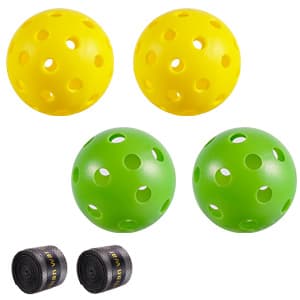 Pickleball Paddles Set of 4 with 4 Premium 9-Ply Basswood Paddles & 4 Pickleballs & 2 Handle Grips Tape & 2 Pickleball Belts & Carry Bag for Beginners Men Women Adults(New Version)