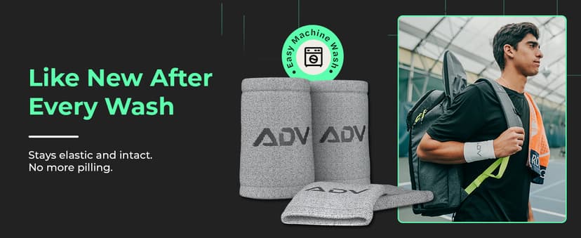 ADV Tennis Wristbands with New Age Polyester Cotton Blend - Ultra Absorbent Wrist Sweatbands - Doublewide & Slim Wrist Bands for Sweat - 4 Pack or 2 Pack