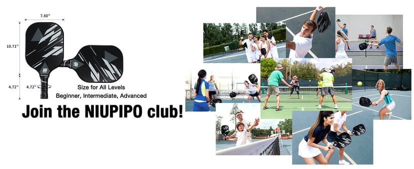 niupipo Pickleball Paddles Set of 2/4, USAPA Approved Lightweight Pickleball Rackets, Durable Fiberglass Surface with Polypropylene Honeycomb Core, Cushion Grip and Carry Bag