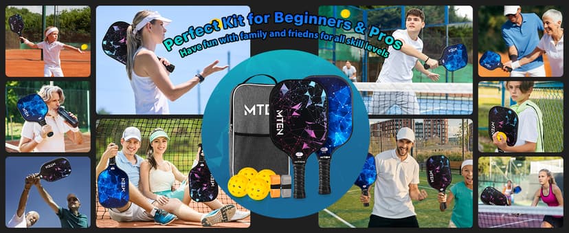 Pickleball Paddles, USAPA Approved Fiberglass Surface Pickleball Set with Pickleball Rackets, Pickleball Paddles Set for Men Women