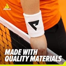 JOOLA Trinity Wristband 2 Pack – White Wrist Bands with Moisture Wicking Performance Material – 4 inch Elastic Sweatband for Wrists – Table Tennis & Pickleball Accessory