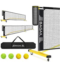 BAGAIL Portable Pickleball Net Set, 22 FT Regulation Size Pickle Ball Net with Ball Collector, Carry Bag, Easy Setup for Outdoor Indoor Driveway - Red