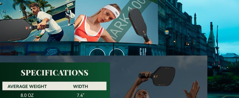 Pickleball Paddles, Carbon Fiber Pickleball Paddle with a 16mm Shark Power Polymer Core, The Pickleball Rackets Designed for Ultimate Spin & Consistency