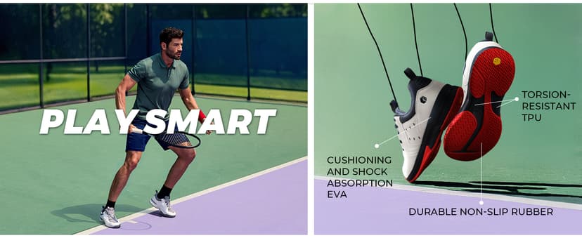 FitVille Tennis Shoes for Men Pickleball Shoes Sneakers | Court Racquetball Athletic Shoes for Racquet Sport | Wide Toe Box & Arch Support