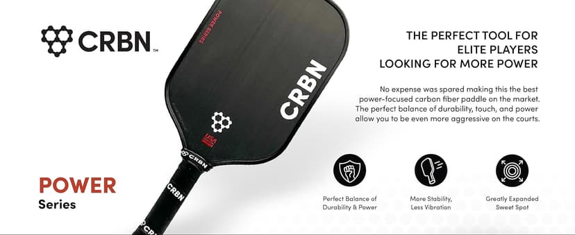 CRBN X Series Power Pickleball Paddle - Carbon Fiber Pickleball Paddle with Foam Injected Edges for Expanded Sweet Spot