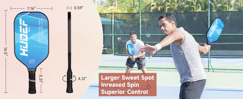 Pickleball Paddle USAPA Approved, Lightweight Carbon Fiber Face and Polypropylene Honeycomb Core Pickleball Racket with Cover, Elongated Handle and Cushion Comfort Grip Pickle Ball Paddle