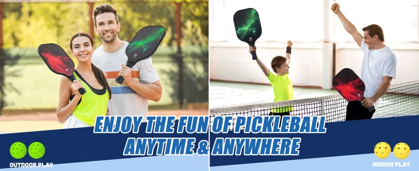 DULCE DOM Pickleball Paddles Set of 2/4 - USAPA Approved, Fiberglass Surface Pickleball Racket with 4 Indoor Outdoor Pickleball Balls and Pickleball Bag, Ideal Training Equipment Gift for Men & Women