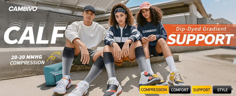 CAMBIVO Gradient Calf Compression Sleeves, 20-30 mmHg Medical Footless Compression Socks for Shin Splints, Leg Fatigue, Travel, Running, Standing & Daily Wear – Stylish Leg Support for Men & Women