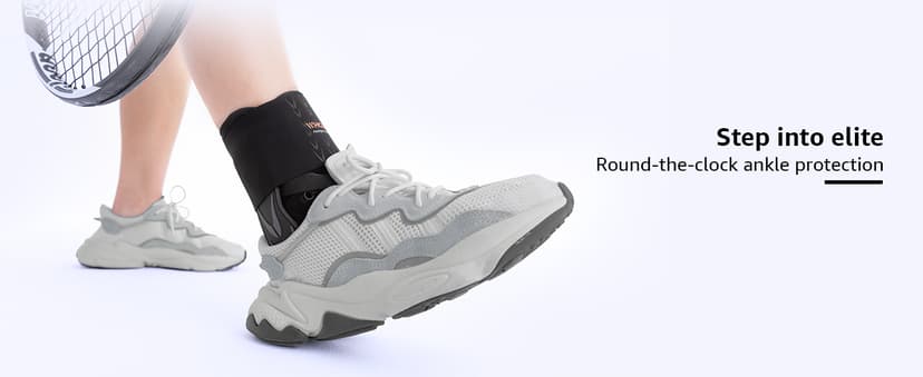 Slim-Fit Ankle Brace for Sprained Ankle, Quick Lace Up Ankle Support for Women Men With 2 Auto-Shaped Pads, Air Fabric Cool Ankle Stabilizer for Injury Recover, Running,Sports, M(12”-13”)