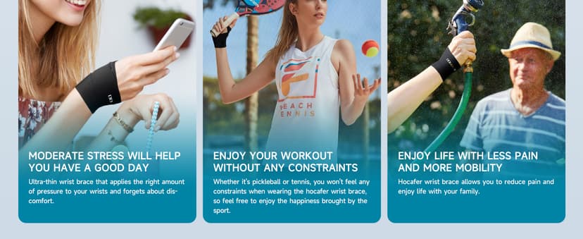 Pickleball Wrist Brace Support for Tennis, Ultra Thin Elastic Wrist Wraps, Lightweight, Breathable and Skin Friendly (Black/Left/One Size)