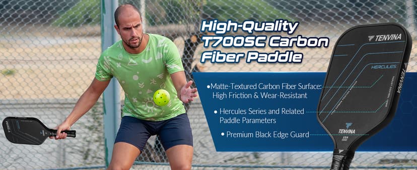 TENVINA Pickleball Paddles, Multi-Layer T700SC Textured Carbon Fiber Pickleball Paddle, 4-Types of Shapes and Thicknesses, USAPA Approved Pickle Ball Paddle, Strong Spin and Power Surface