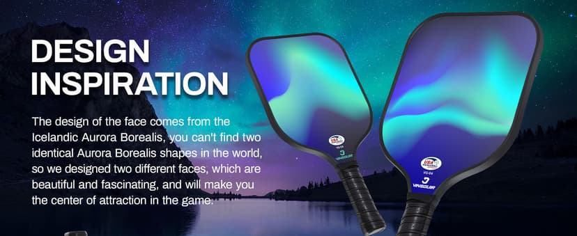 VINSGUIR Pickleball Paddle Set of 2, USAPA Approved Lightweight Fiberglass Rackets with Honeycomb Core, 4 Pickleballs & Carrying Bag, Ideal for Beginners & Gift