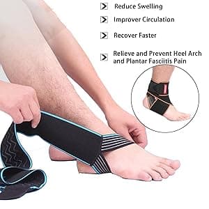 Ankle Support,Adjustable Ankle Brace Breathable Nylon Material Super Elastic and Comfortable,1 Size Fits all, Suitable for Sports (blue 1)