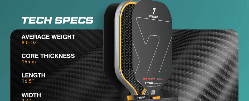 Pickleball Paddle with T700 Raw Carbon Fiber Surface & 16mm STR-Core Power Polymer Core, Premium Pickle Ball Racket Designed for Ultimate Spin & Consistency, USAPA Approved