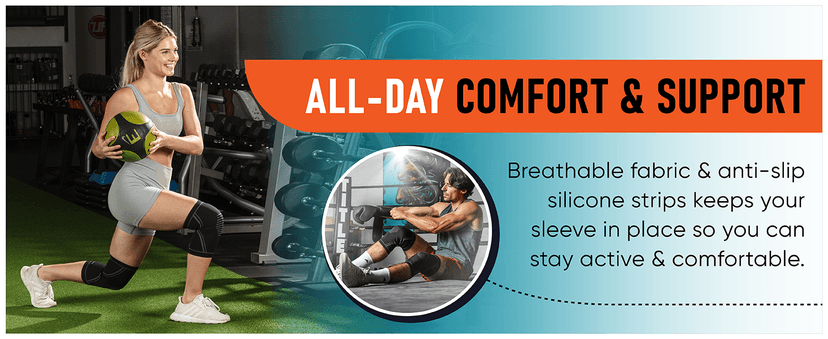 Knee Brace for Pain Relief - 2 Pack Knee Sleeves for Men and Women - Support for Weightlifting, Gym, Workout, Volleyball - Meniscus Tear, ACL, Arthritis