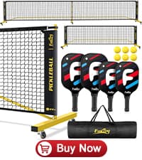 Pickleball Net with Wheels, Portable 2-in-1 Pickle Ball Net with Ball Collector,22FT Regulation Size & 11FT Half Court Size, Carry Bag, Steady Metal Frame for Outdoor Indoor Driveway