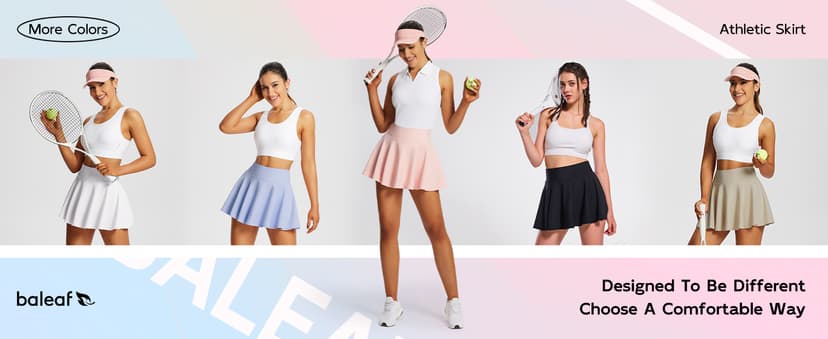 baleaf Women's Tennis Skirts High Waisted Tummy Control Pleated Athletic Golf Skorts Skirts for Running with 2 Pockets