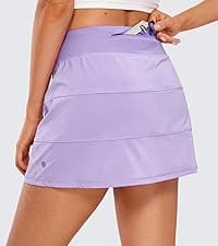 CRZ YOGA High Waisted Golf Skirts for Women A Line Tennis Athletic Casual Skort with Inner Shorts Pockets