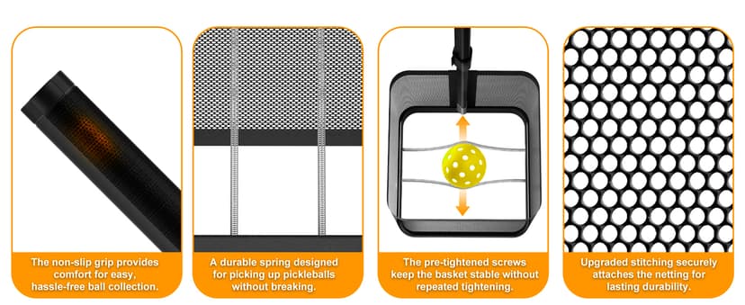 Pickleball Picker Upper Holds 14 Balls, Pickleball Ball Picker Hopper Tube, Pickleball Pickup Tube - Lightweight Pickleball Retriever Collector with Shoulder Strap