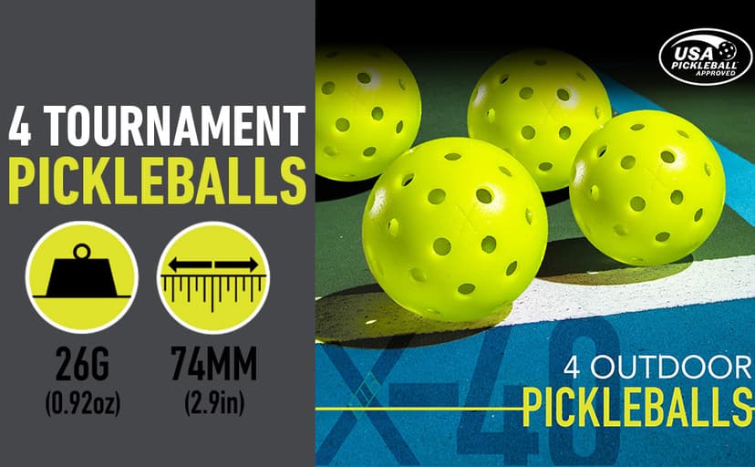 Franklin Sports Beginner Pickleball Sets - 2 + 4 Player Sets - Aluminum Paddles + X-40 Pickleballs - USA Pickleball (USAPA) Approved