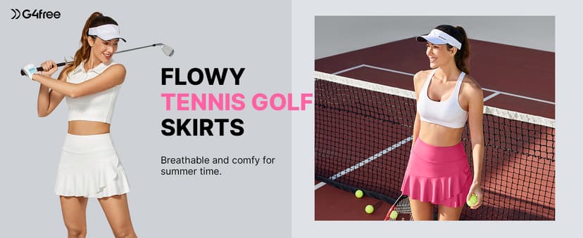 G4Free 15"/20" Tennis Skirts for Women Golf Skorts with Pockets High Waist Ruffle Athletic Skirt Inner Shorts