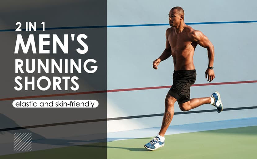 NIMOJIRO Men's 2 in 1 Running Shorts Workout Athletic Training Gym Outdoor Sports Shorts