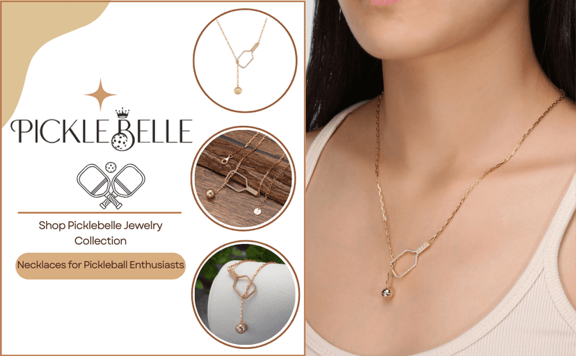 Pickleball Lariat Plus Paddle Necklace - 18k Gold Plate Pickleball Necklace for Women, Pickleball Jewelry, Christmas Gift for Pickleball Lovers