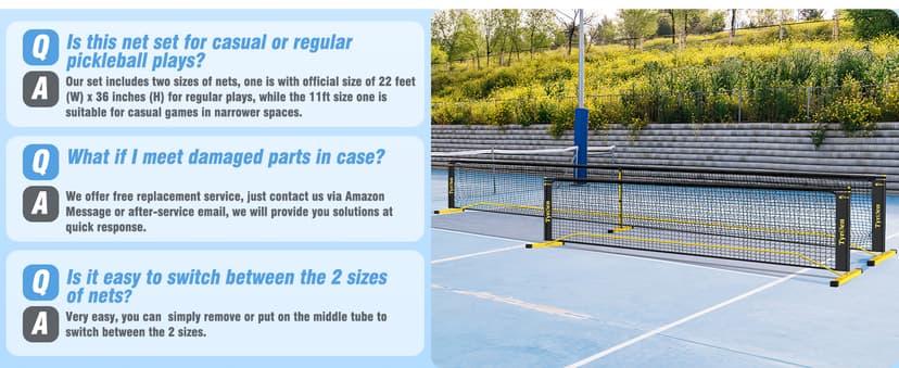 Portable Pickleball Net for Driveway, 22 FT Regulation Size & 11 FT Half Court Size Pickle Ball Net with Ball Collector, 2-in-1 Pickle Ball Net with Carry Bag for Garages Backyard