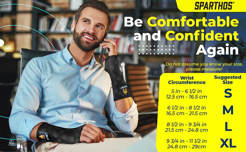 Sparthos Wrist Support Sleeves (Pair) – Medical Compression for Carpal Tunnel and Wrist Pain Relief – Wrist Brace for Men and Women – Made from Innovative Breathable Elastic Blend