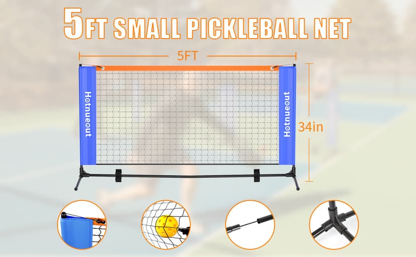 Small Mini Pickleball Net 5FT Portable Game Pickleball Practice Net for Driveway, Outdoor Indoor Pickle Ball Equipment Dink Training Aid