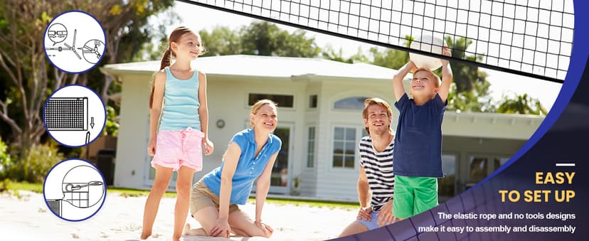 BAGAIL Badminton Net, Height Adjustable Kids Volleyball Net, Foldable Nylon Net 10 ft/14ft/17ft Wide, Tennis Net, Small Pickleball Net for Backyard Game and Indoor Outdoor Use, Easy Setup