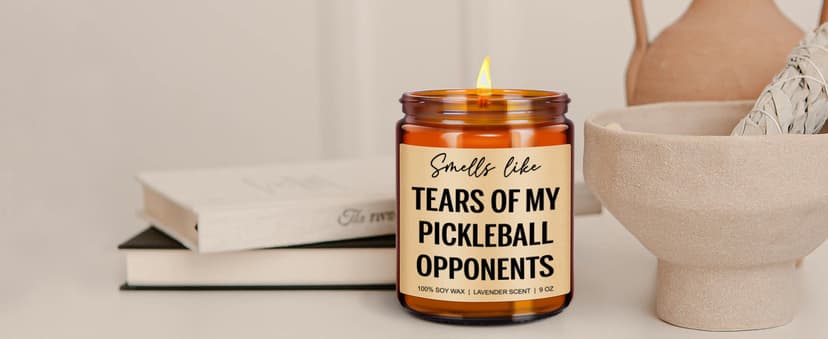 Tears of My Pickleball Opponents Candle, Pickleball Accessories, Pickleball Gifts for Women, Men, Mom, Dad - Mothers Day, Fathers Day, Funny Gifts for Pickle Ball Lovers, Players - 9 oz