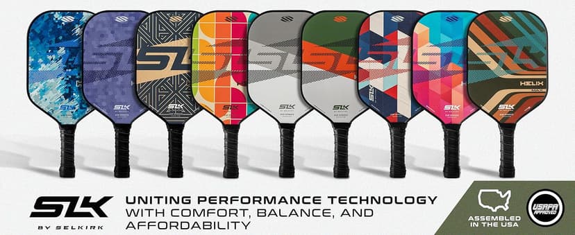 SLK Helix Pro Pickleball Paddle | Carbon Fiber & Fiberglass Hybrid Face | Thermoformed Carbon Fiber Core | Unmatched Control