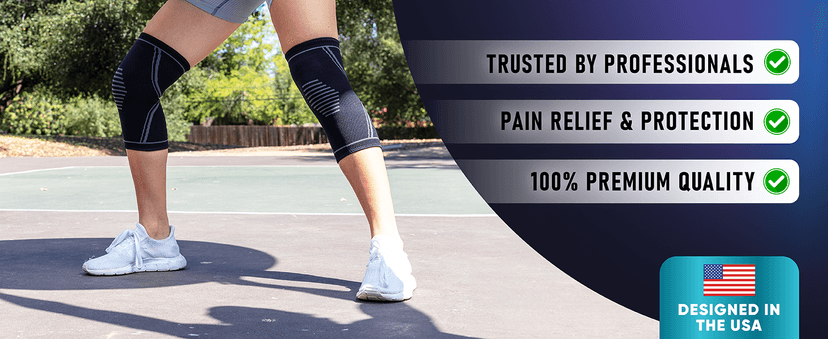 Knee Brace for Pain Relief - 2 Pack Knee Sleeves for Men and Women - Support for Weightlifting, Gym, Workout, Volleyball - Meniscus Tear, ACL, Arthritis