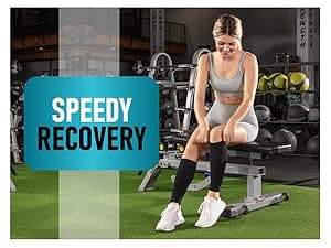 Calf Compression Sleeves for Men and Women - (1 Pair) Footless Compression Socks Support for Varicose Veins, Nursing, Pregnancy, Running - PhysFlex Leg Sleeve Brace for Shin Splints, Pain Relief and Reduces Swelling (Black, Medium)