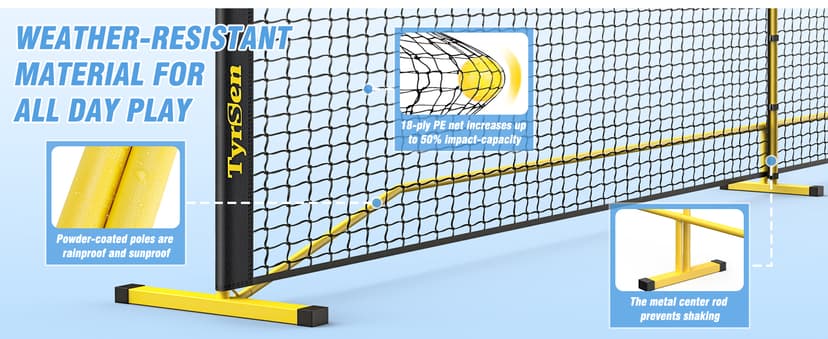 Portable Pickleball Net for Driveway, 22 FT Regulation Size & 11 FT Half Court Size Pickle Ball Net with Ball Collector, 2-in-1 Pickle Ball Net with Carry Bag for Garages Backyard